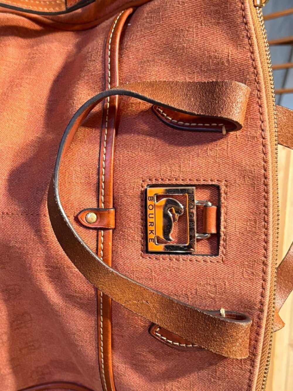 Dooney & Bourke Canvas Satchel Bag w/ Signature Duck Logo Lock & Crossbody Strap